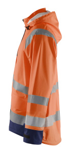 Highvis sadetakki, taso 1 Huomio oranssi/Mariininsininen, Blåkläder 4