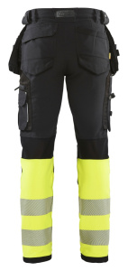 Highvis riipputaskuhousut 4-way stretch Musta/Huomio keltainen, Blåkläder 3