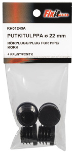 PUTKITULPPA PYÖREÄ 22MM 4 KPL MUSTA MUOVIA 2