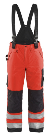 Highvis talvihousut henkseleillä Huomio punainen/Musta, Blåkläder