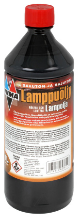 Musta 1L Lamppuöljypullo punaisella korkilla