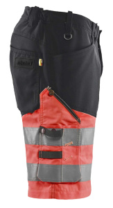 Highvis shortsit stretch Musta/Huomio punainen, Blåkläder 2
