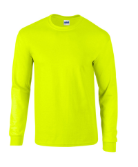 Gildan Ultra Cotton pitkähihainen työpaita safety orange värissä