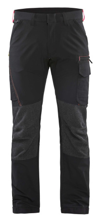 Housut 4-way Stretch Musta/Punainen, Blåkläder