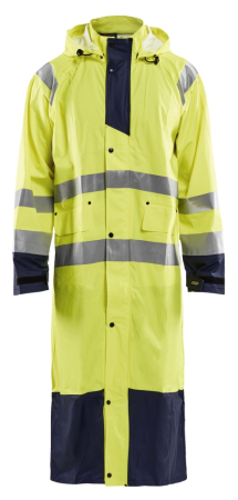 Highvis pitkä sadetakki, TASO 1 Huomio keltainen/Mariininsininen, Blåkläder