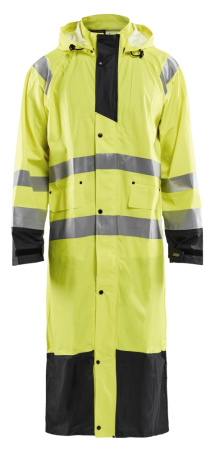 Highvis pitkä sadetakki, TASO 1 Huomio keltainen/Musta, Blåkläder