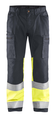 Highvis housut stretch Harmaa/Huomio keltainen, Blåkläder