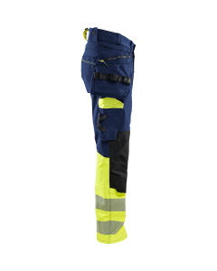 Highvis riipputaskuhousut 4-way stretch Mariininsininen/Huomiokeltainen, Blåkläder 3