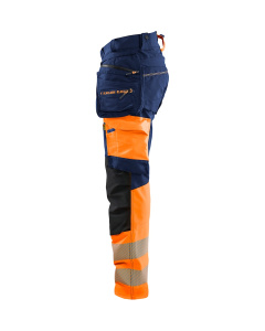 Highvis riipputaskuhousut 4-way stretch Mariininsininen/Huomio-oranssi, Blåkläder 4
