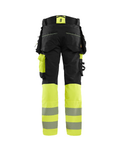 Highvis riipputaskuhousut 4-way stretch Musta/Huomiokeltainen, Blåkläder 2