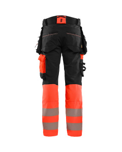 Highvis riipputaskuhousut 4-way stretch Musta/Huomiopunainen, Blåkläder 2