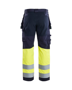 Multinorm riipputaskuhousut stretch Mariininsininen/Huomio keltainen, Blåkläder 2