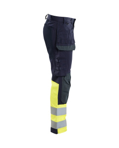 Multinorm riipputaskuhousut stretch Mariininsininen/Huomio keltainen, Blåkläder 3