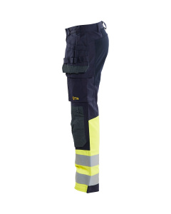 Multinorm riipputaskuhousut stretch Mariininsininen/Huomio keltainen, Blåkläder 4