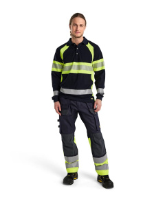 Multinorm riipputaskuhousut stretch Mariininsininen/Huomio keltainen, Blåkläder 5