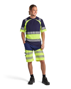 Highvis shortsit stretch Mariininsininen/Huomio keltainen, Blåkläder 5