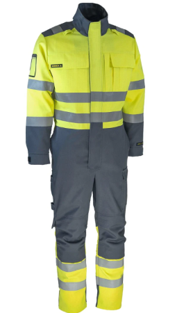 Monisuojaava työhaalari palosuojauksella, valokaarisuojauksella ja luokan 3 näkyvyydellä