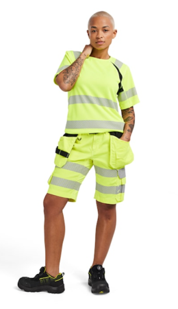 Naisten Highvis shortsit Stretch Huomio keltainen, Blåkläder