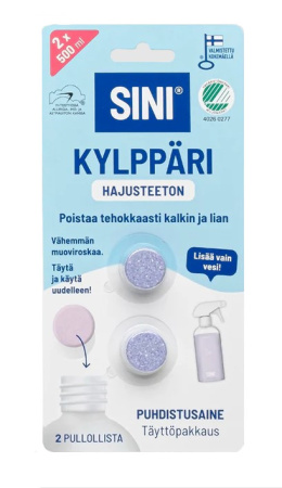 Hajusteeton kylppäri täyttöpakkaus 2 kpl