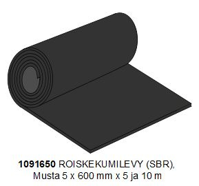 ROISKEKUMILEVY 5 MM / 1 VAHV. X LEV. 60 CM MUSTA KUMIMATTO