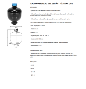 KALVOPAINEAKKU 0.5L ESITÄYTTÖ 25BAR G1/2 3