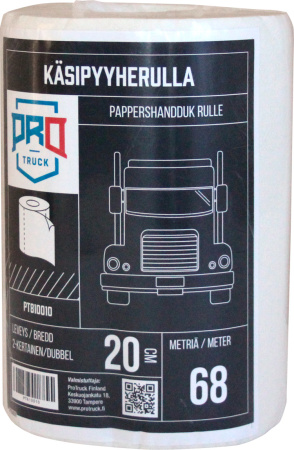 PROTRUCK KÄSIPYYHERULLA 68M LEVEYS 20CM, KESKELTÄ PURKAUTUVA