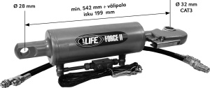 HYDRAULINEN TYÖNTÖVARSI 100/50/199 NIVEL-CAT3 PIKA 2