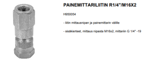 PAINEMITTARILIITIN R1/4"/M16X2 2