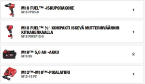 AKKUKONESARJA M18 FPP2B3-502X, Milwaukee 2