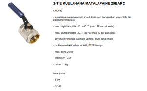 2-TIE KUULAHANA MATALAPAINE 25BAR 2 2