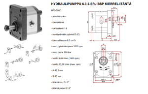 HYDRAULIPUMPPU 6.3 2-SRJ BSP KIERRELIITÄNTÄ 5