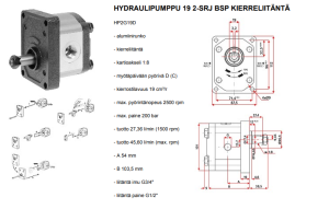 HYDRAULIPUMPPU 19 2-SRJ BSP KIERRELIITÄNTÄ 5
