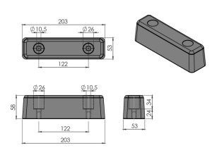 PUSKURIKUMI 255 PULTATTAVA 200X52/52  REIKÄVÄLI  122MM 2