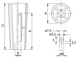 PYÖRIVÄ KÄSINUPPI L=66MM d=8MM 2KPL IP 2
