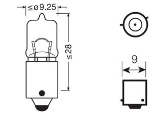 OSRAM ORIGINAL 12V H6W BAX9S 3