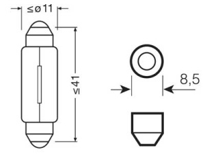 OSRAM ORIGINAL 12V 5W SV8,5-8 41MM 3