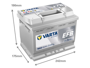 VARTA DYNAMIC EFB 60AH 640A 242X175X190MM -/+ 2