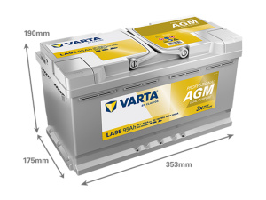 VARTA PROFESSIONAL AGM 95AH 850A 353X175X190MM -/+ 2