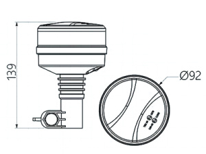 LED-MAJAKKA R65 MINI LOW 12/24V KELT. TAPPI 2