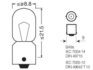 OSRAM ORIGINAL 12V 4W BA9S T4W 3