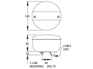 LED PERUUTUSVALO HALK. 140MM 2