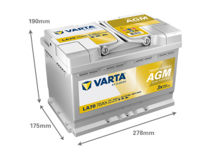 VARTA PROFESSIONAL AGM 70AH 760A 278X175X190MM -/+ 2