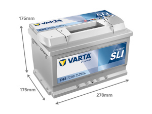VARTA DYNAMIC SLI 72AH 680A 278X175X175MM -/+ 2