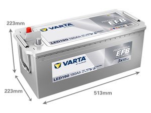 VARTA PROFESSIONAL EFB 190AH 1050A 513X223X223MM +/- 2