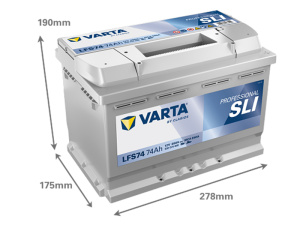 VARTA PROFESSIONAL STARTER 74AH 680A 278X175X190MM -/+ 2