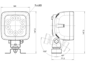 LED TYÖ/PERUUTUSVALO 12/24V 3