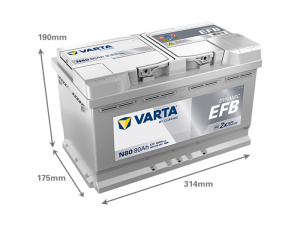 VARTA DYNAMIC EFB 80AH 800A 315X175X190MM -/+ 2