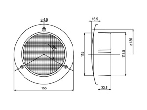 LED-TAKAVALO 24V Ø155MM UPPOAS. 113.5MM REIKÄÄN 2