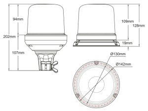 AXIXTECH B14 KELTAINEN LED-MAJAKKA R65 MAGNEETTI 12/24 3