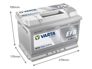 VARTA DYNAMIC EFB 70AH 760A 278X175X190MM -/+ 2